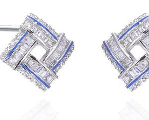 SE39297, Ladies' Moissanite Earring, S925, Rhodium Plated, White, 3.14g