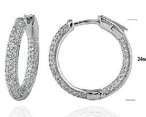 SE12438, Ladies' Moissanite Earring, S925, Rhodium Plated, White, 6.52g