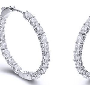 SE25848, Ladies' Moissanite Earring, S925, Rhodium Plated, White, 8.37g