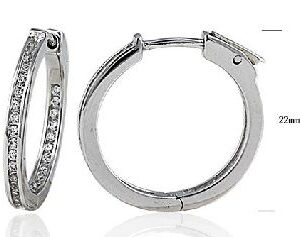 SE12431, Ladies' Moissanite Earring, S925, Rhodium Plated, White, 4.29g