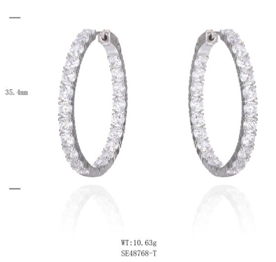 SE48768, Ladies' Moissanite Ring, S925, Rhodium Plated, White, 10.43g