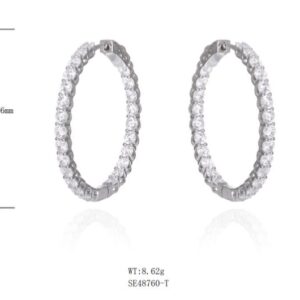 SE48760, Ladies' Moissanite Ring, S925, Rhodium Plated, White, 9.09g