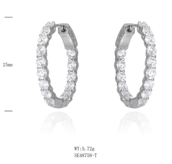 SE48758, Ladies' Moissanite Ring, S925, Rhodium Plated, White, 6.11g