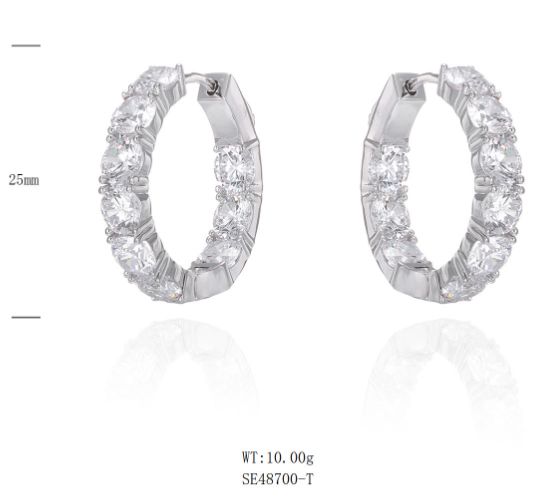 SE48700, Ladies' Moissanite Ring, S925, Rhodium Plated, White, 10.31g