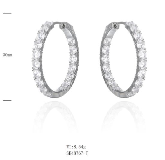 SE48767, Ladies' Moissanite Ring, S925, Rhodium Plated, White, 8.63g