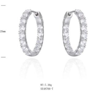 SE48766, Ladies' Moissanite Ring, S925, Rhodium Plated, White, 7.78g