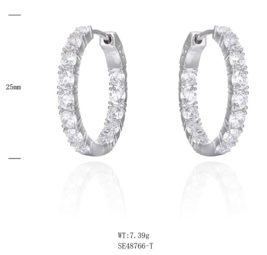 SE48766, Ladies' Moissanite Ring, S925, Rhodium Plated, White, 7.78g