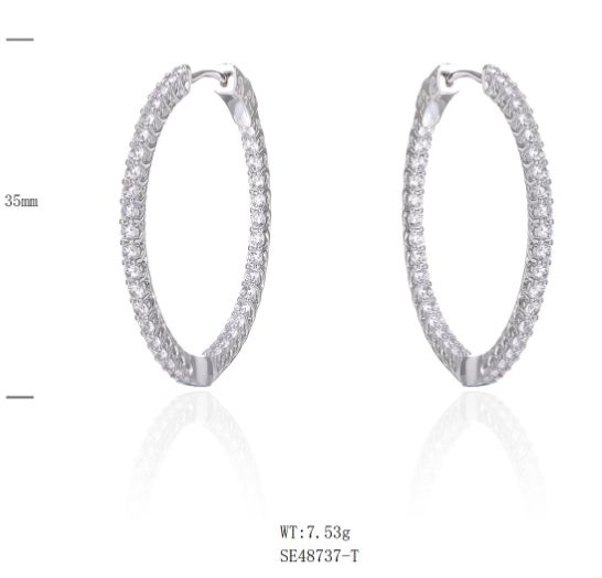 SE48737, Ladies' Moissanite Ring, S925, Rhodium Plated, White, 8.06g