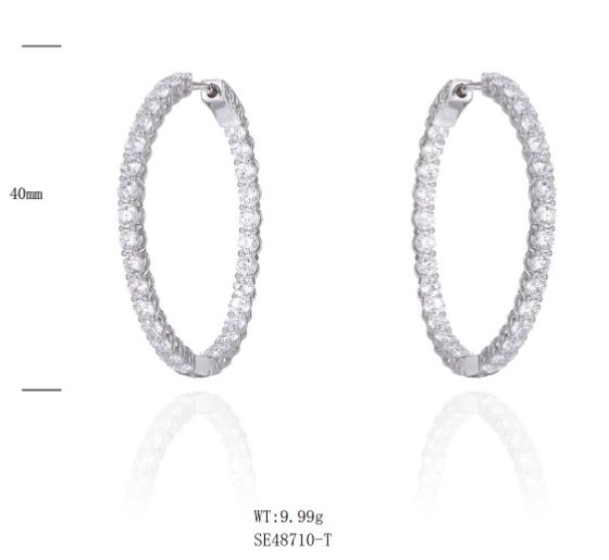 SE48710, Ladies' Moissanite Ring, S925, Rhodium Plated, White, 10.54g