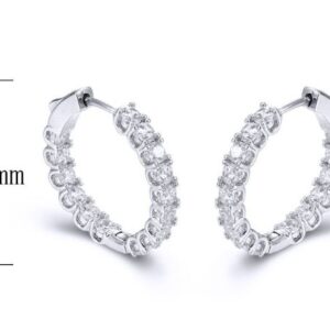 SE24615, Ladies' Moissanite Earring, S925, Rhodium Plated, White, 6.96g