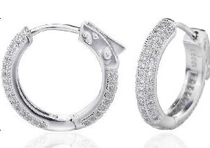SE13914, Ladies' Moissanite Earring, S925, Rhodium Plated, White, 4.11g