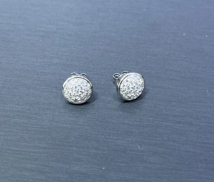 SE03684, Ladies' Moissanite Earring, S925, Rhodium Plated, White, 2.6g