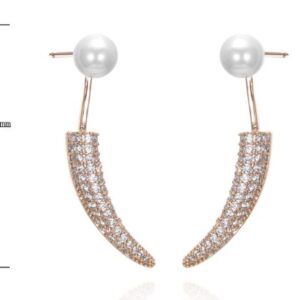 SE39462, Ladies' Moissanite Earring, S925, Rhodium Plated, White, 3.35g