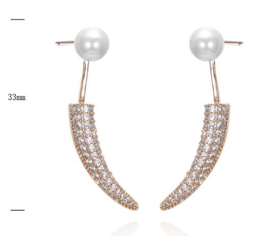 SE39462, Ladies' Moissanite Earring, S925, Rhodium Plated, White, 3.35g