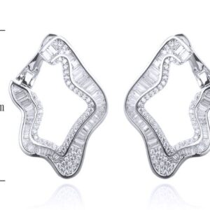 SE29578, Ladies' Moissanite Earring, S925, Rhodium Plated, White, 6.04g