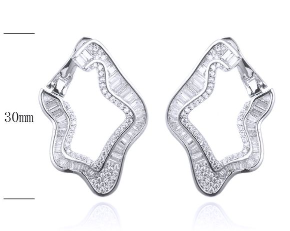 SE29578, Ladies' Moissanite Earring, S925, Rhodium Plated, White, 6.04g