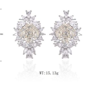 SE39684, Ladies' Moissanite Earring, S925, Rhodium Plated, White, 11.8g