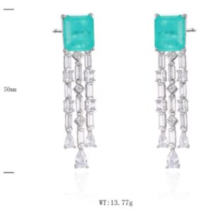 SE47545, Ladies' Moissanite Earring, S925, Rhodium Plated, White, 12.64g