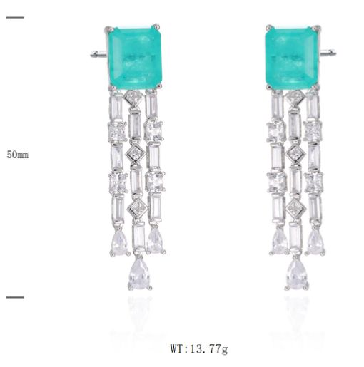 SE47545, Ladies' Moissanite Earring, S925, Rhodium Plated, White, 12.64g