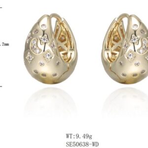 SE50638, Ladies' Moissanite Earring, S925, Rhodium Plated, White, 9.45g