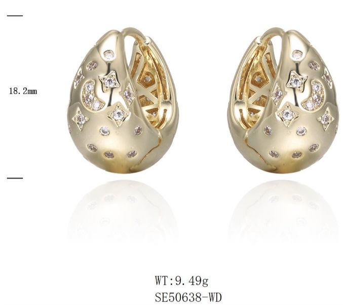 SE50638, Ladies' Moissanite Earring, S925, Rhodium Plated, White, 9.45g
