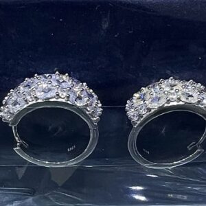SE38994, Ladies' Moissanite Earring, S925, Rhodium Plated, White, 12.37g