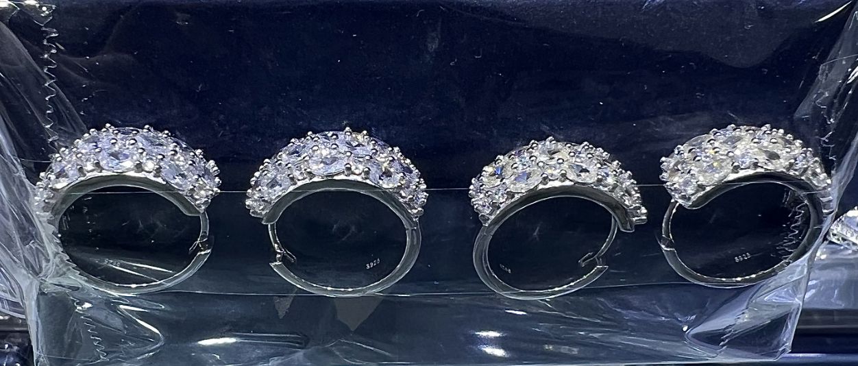 SE38994, Ladies' Moissanite Earring, S925, Rhodium Plated, White, 12.37g