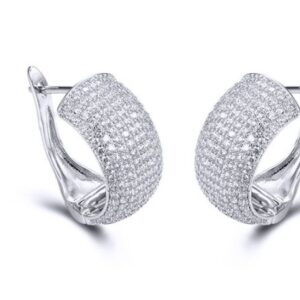 SE24590, Ladies' Moissanite Earring, S925, Rhodium Plated, White, 6.04g