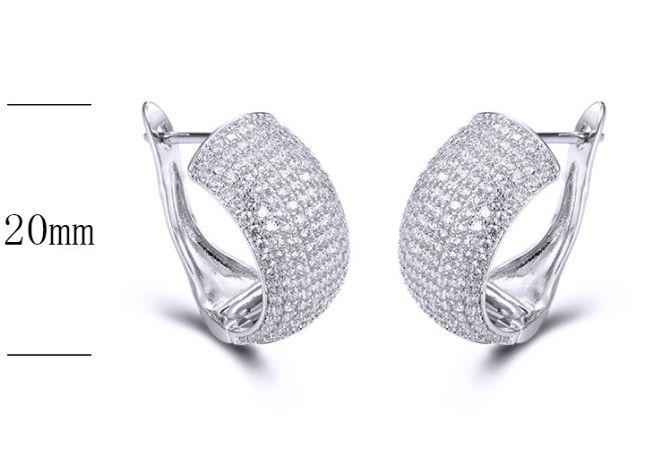 SE24590, Ladies' Moissanite Earring, S925, Rhodium Plated, White, 6.04g