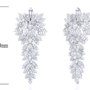 SE27947, Ladies' Moissanite Earring, S925, Rhodium Plated, White, 9.29g