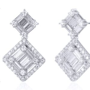SE16897, Ladies' Moissanite Earring, S925, Rhodium Plated, White, 4.69g
