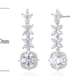 SE21547, Ladies' Moissanite Earring, S925, Rhodium Plated, White, 4.96g
