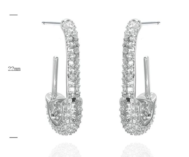 SE39399, Ladies' Moissanite Earring, S925, Rhodium Plated, White, 2.7g