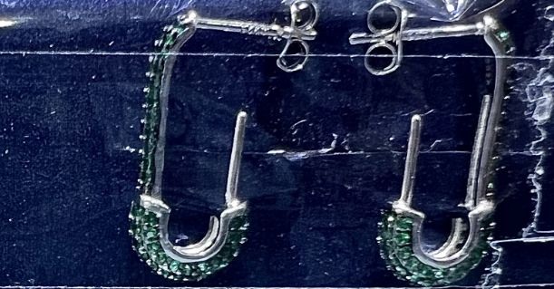SE39399-C, Ladies' Moissanite Earring, S925, Rhodium + Black Rhodium Plated, Silver, 2.7g