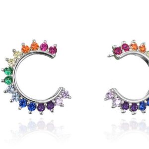 SE26013, Ladies' Moissanite Earring, S925, Rhodium Plated, White, 1.89g