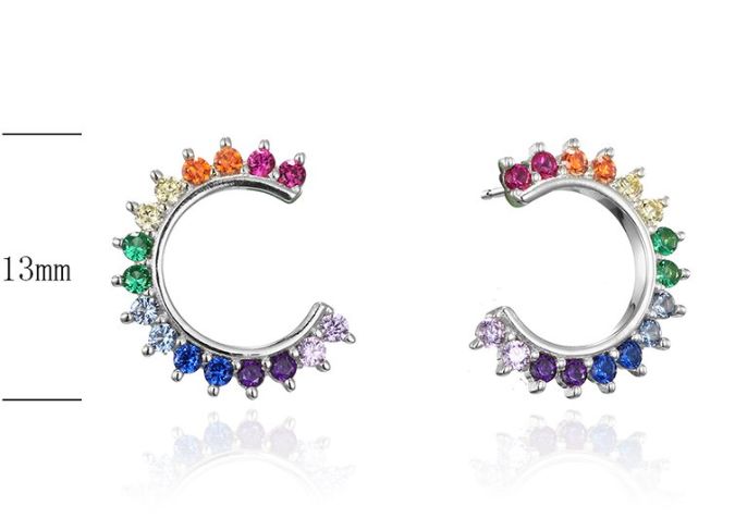 SE26013, Ladies' Moissanite Earring, S925, Rhodium Plated, White, 1.89g