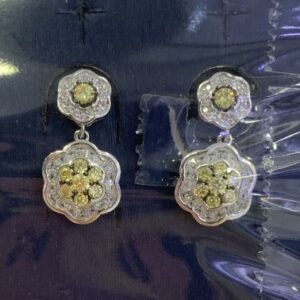 SE39935-C, Ladies' Moissanite Earring, S925, Rhodium + Black Rhodium Plated, Silver, 4.5g