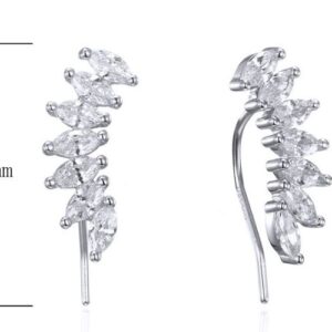 SE26089, Ladies' Moissanite Earring, S925, Rhodium Plated, White, 1.56g