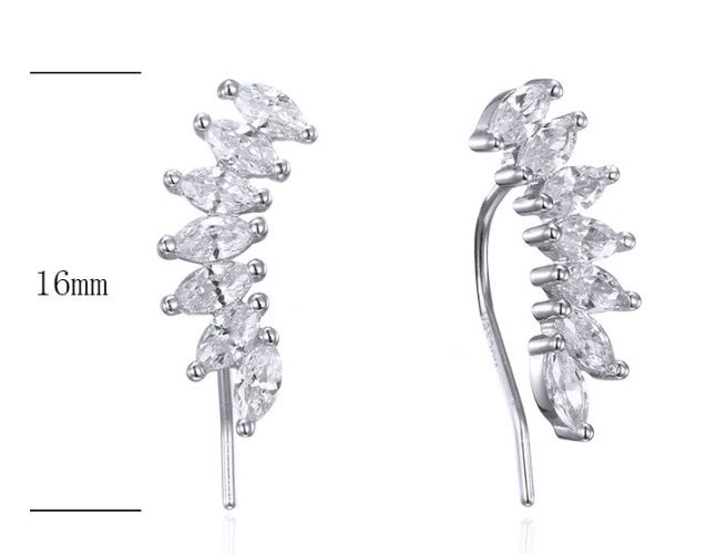 SE26089, Ladies' Moissanite Earring, S925, Rhodium Plated, White, 1.56g