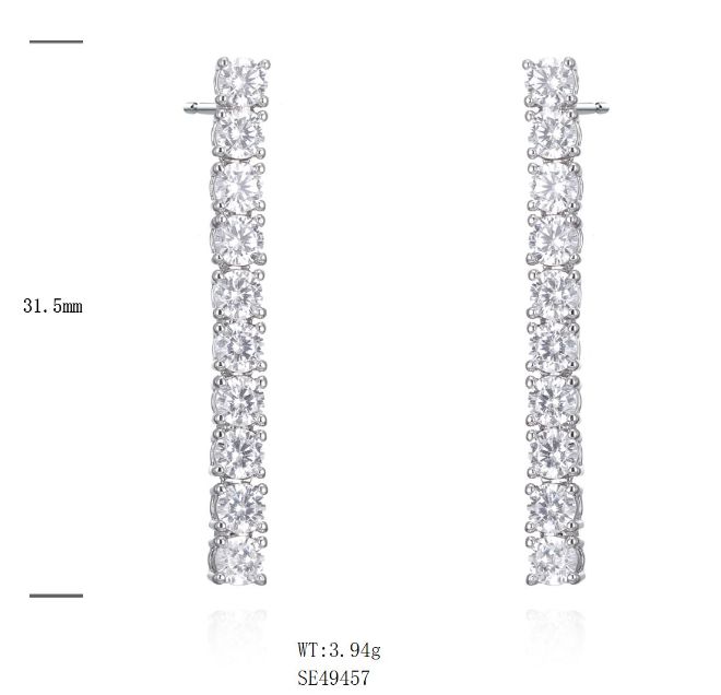 SE49457, Ladies' Moissanite Ring, S925, Rhodium Plated, White, 3.86g