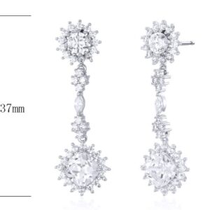 SE21552, Ladies' Moissanite Earring, S925, Rhodium Plated, White, 5.06g