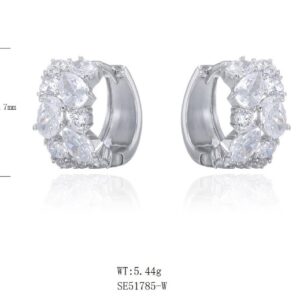 SE51785, Ladies' Moissanite Earring, S925, Rhodium Plated, White, 6.36g