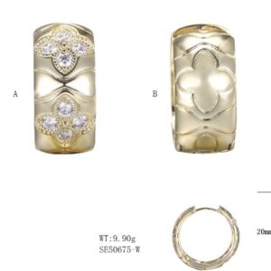 SE50675, Ladies' Moissanite Earring, S925, Rhodium Plated, White, 9.95g