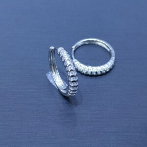 SE38605, Ladies' Moissanite Earring, S925, Rhodium Plated, White, 4.8g