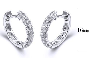 SE28118, Ladies' Moissanite Earring, S925, Rhodium Plated, White, 2.92g