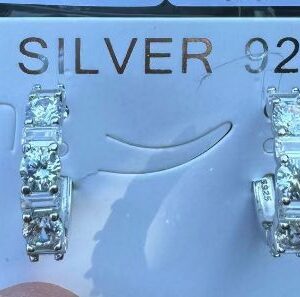 SE32859, Ladies' Moissanite Earring, S925, Rhodium Plated, White, 4.18g