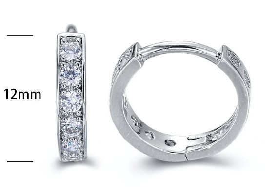 SE15581, Ladies' Moissanite Earring, S925, Rhodium Plated, White, 1.22g