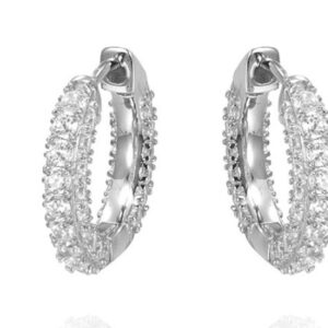 SE01320, Ladies' Moissanite Earring, S925, Rhodium Plated, White, 3.39g