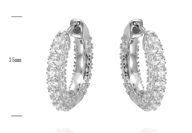 SE01320, Ladies' Moissanite Earring, S925, Rhodium Plated, White, 3.39g