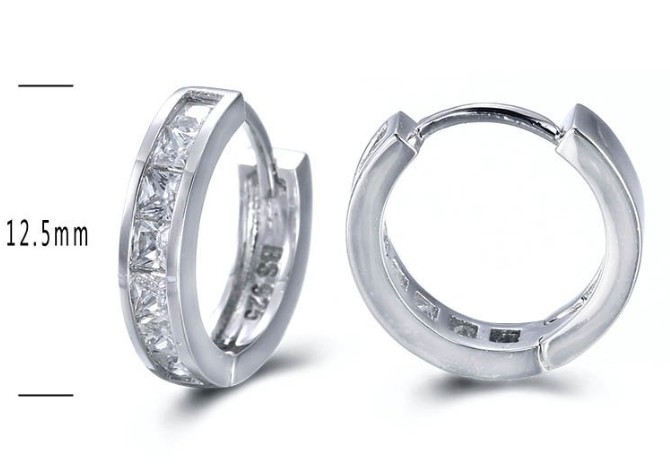 SE15578, Ladies' Moissanite Earring, S925, Rhodium Plated, White, 1.81g